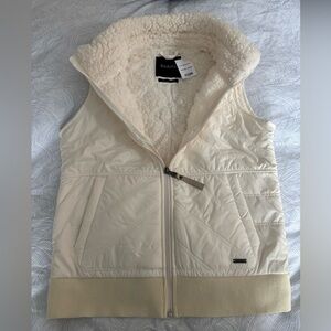 Prana Women's Cream Quilted Vest with Sherpa Lining